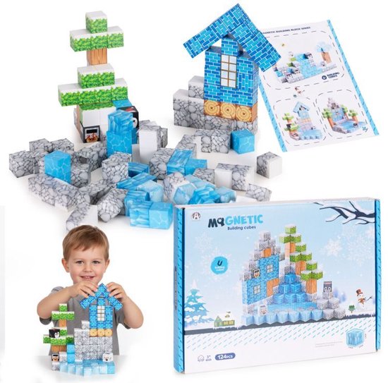 Magnetische Bouwblokken - 124 Stuks - Winterthema - Bouwspeelgoed