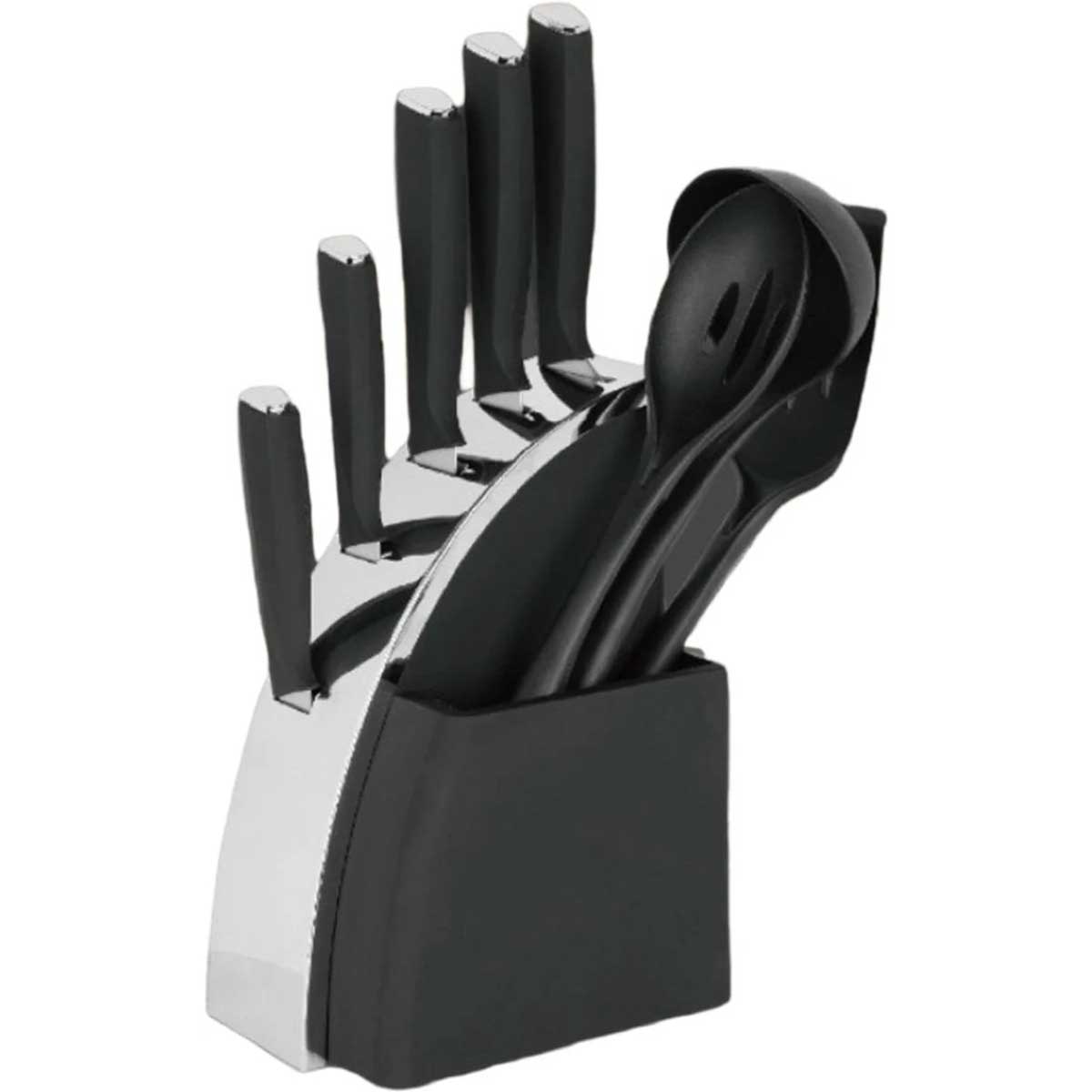 Maître Traiteur Messenset & Keukengerei Set - 9-delig - Zwart/Zilver – productafbeelding