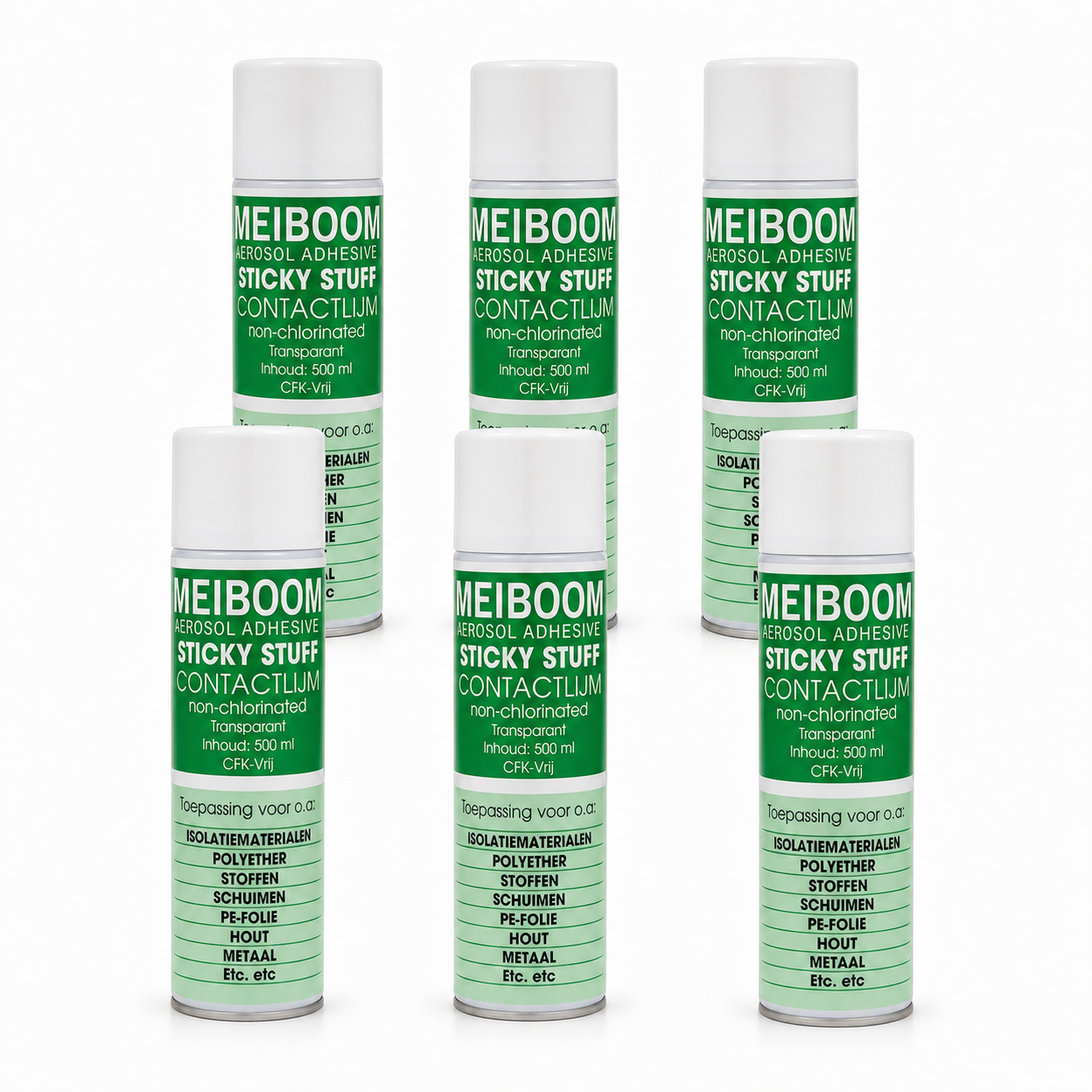 Meiboom Sticky Stuff Spuitbus - 6 Stuks - Professionele Spraylijm - Spuitlijm - Universele Contactlijm – productafbeelding