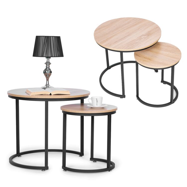 ModernHome Salontafel Set - 2 Stuks - Rond - Ø60 & Ø40 cm - Loft
