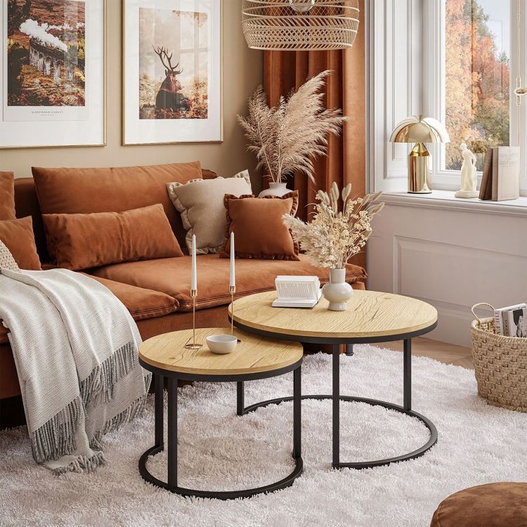 ModernHome Salontafel Set - 2 Stuks - Rond - Ø60 & Ø40 cm - Loft