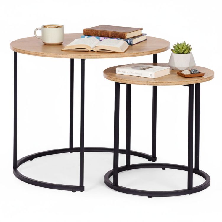 ModernHome Salontafel Set van 2 - Rond - Licht Eiken - Loft Design