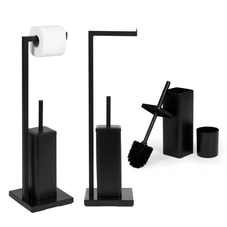 ModernHome Toiletrolhouder - Met Toiletborstel - Vrijstaand - Zwart