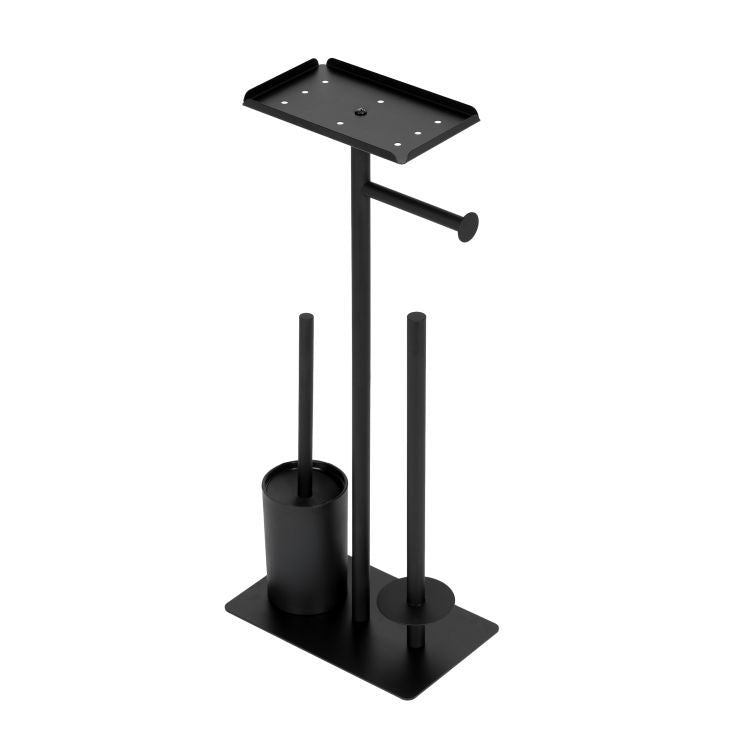 ModernHome Toiletrolhouder - Met Toiletborstel & Plankje - Zwart
