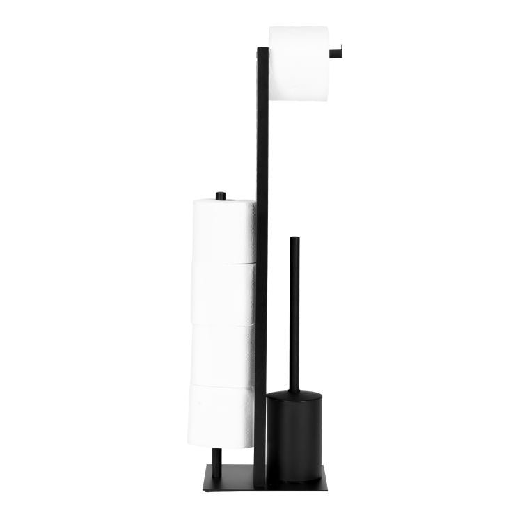 ModernHome Toiletrolhouder - Met Toiletborstel & Reserverolhouder - Zwart