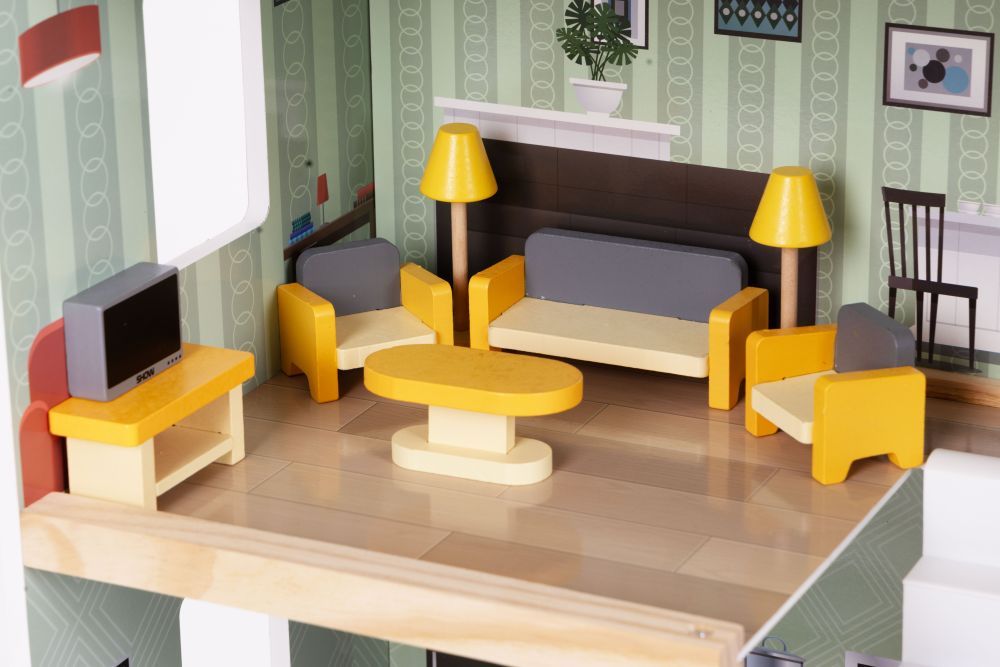 Multistore Houten Poppenhuis Meubelset - 30-delig - Meubels & Accessoires