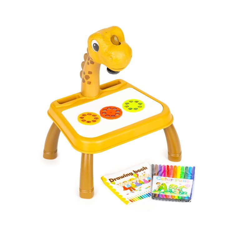 Multistore Tekenprojector Dinosaurus - Geel - 24 Patronen - 12 Stiften - Vanaf 3 Jaar