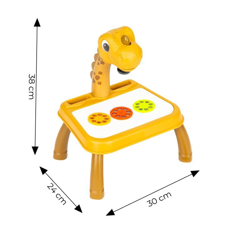 Multistore Tekenprojector Dinosaurus - Geel - 24 Patronen - 12 Stiften - Vanaf 3 Jaar