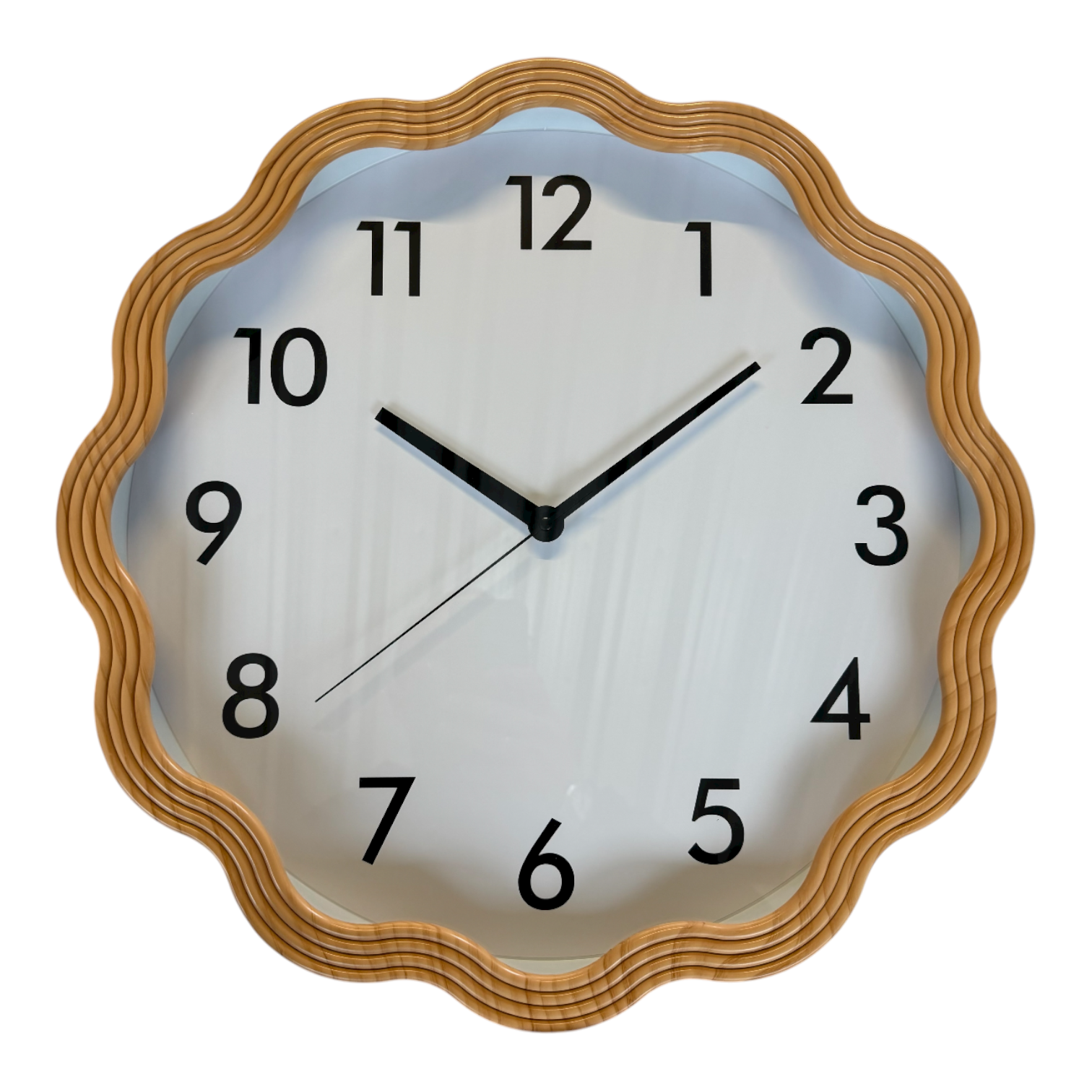 Hauskraft Wandklok - 45cm - Lichtbruin/Zwart - Decoratief Wavy Klok met Geschulpte Rand