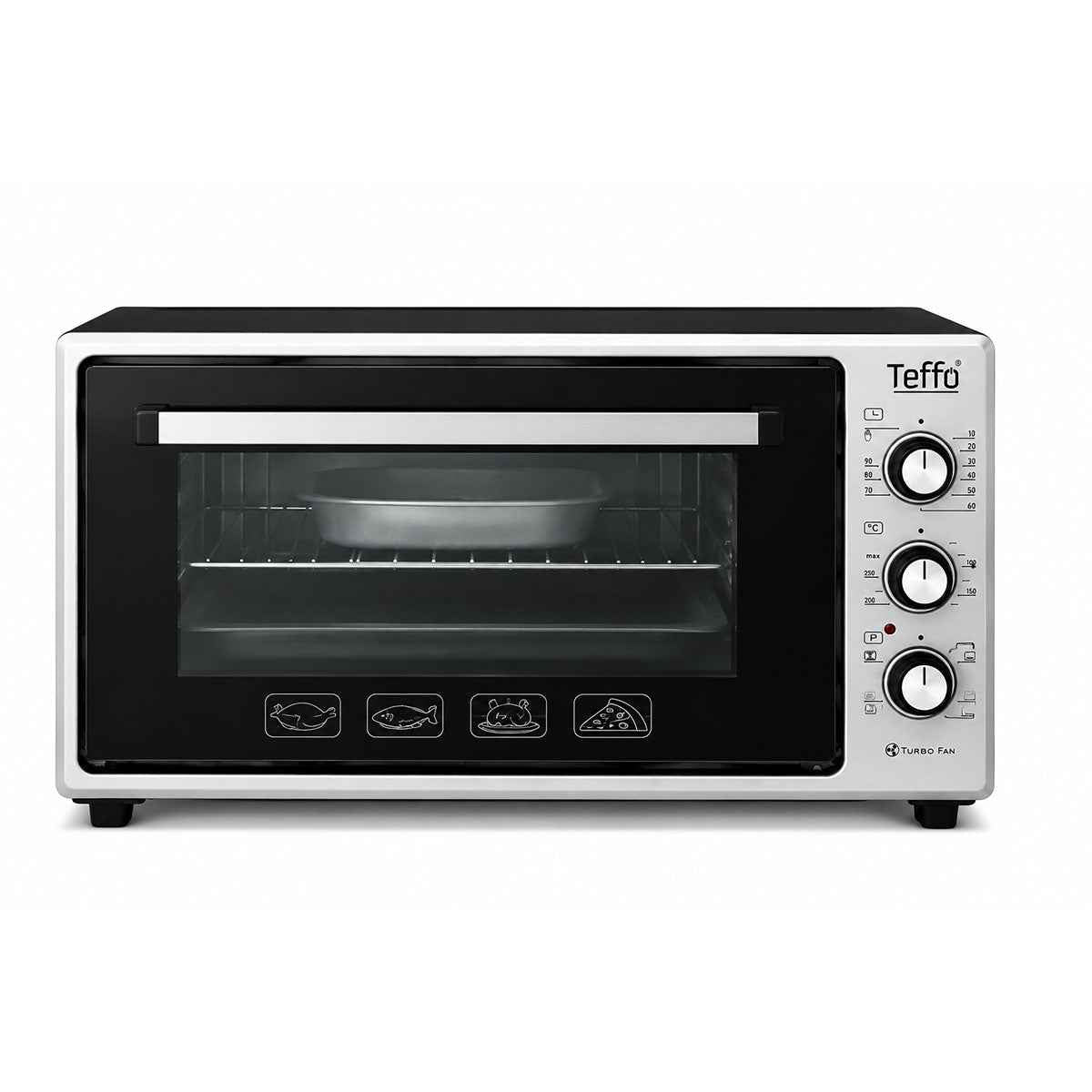 Teffo Elektrische Oven - 60 Liter - 1650W - Turbo Ventilator - Dubbele Glasdeur - Vrijstaande Oven