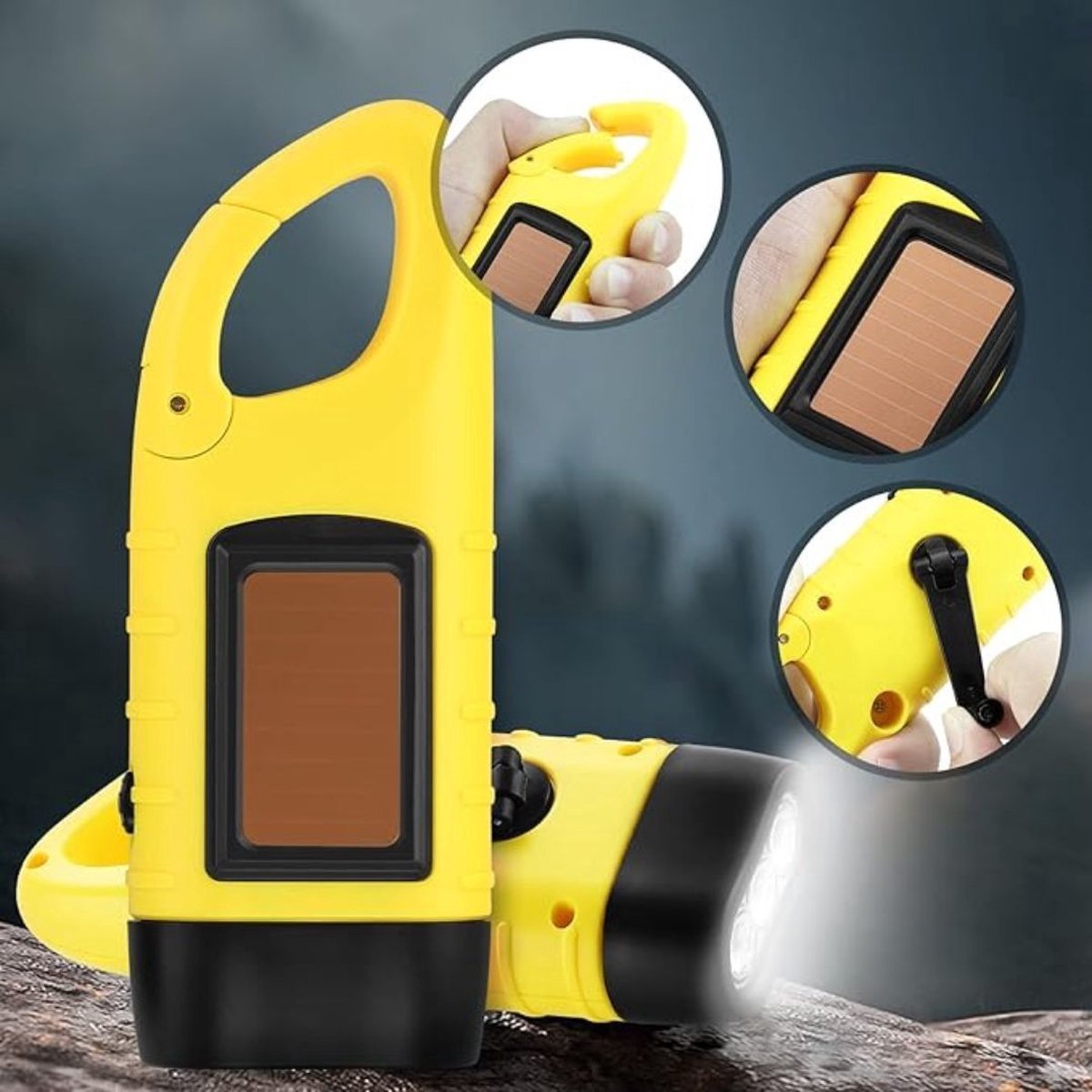 Verk Group Zonne- en Dynamo-zaklamp met 3 LED’s – Handmatig en Zonne-energie Aangedreven zaklampen productafbeelding 5