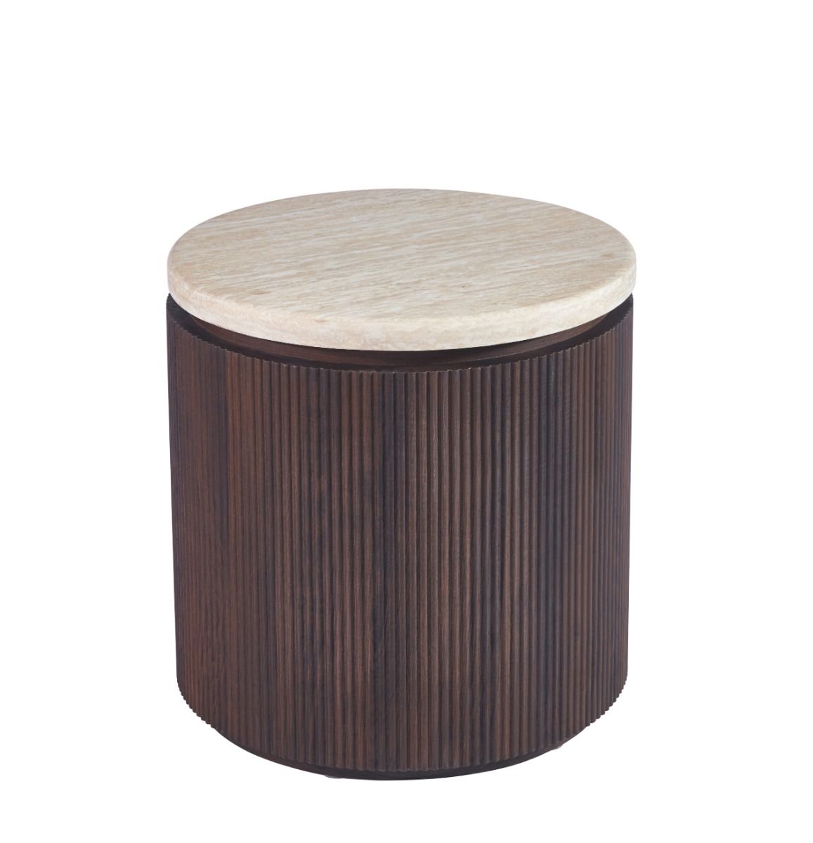 Vivente Bondo Side Table Brown - Ø55X55cm - Travertine