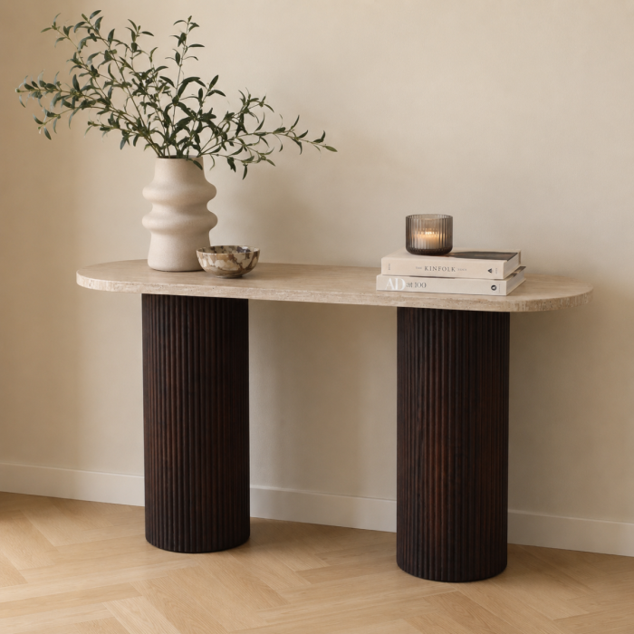 Vivente Paterno Consoletafel - Bruin - 150x40x78 cm - Travertine