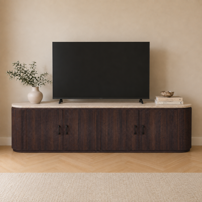 Vivente Paterno TV Meubel - Bruin - 200x40x55 cm - Travertine