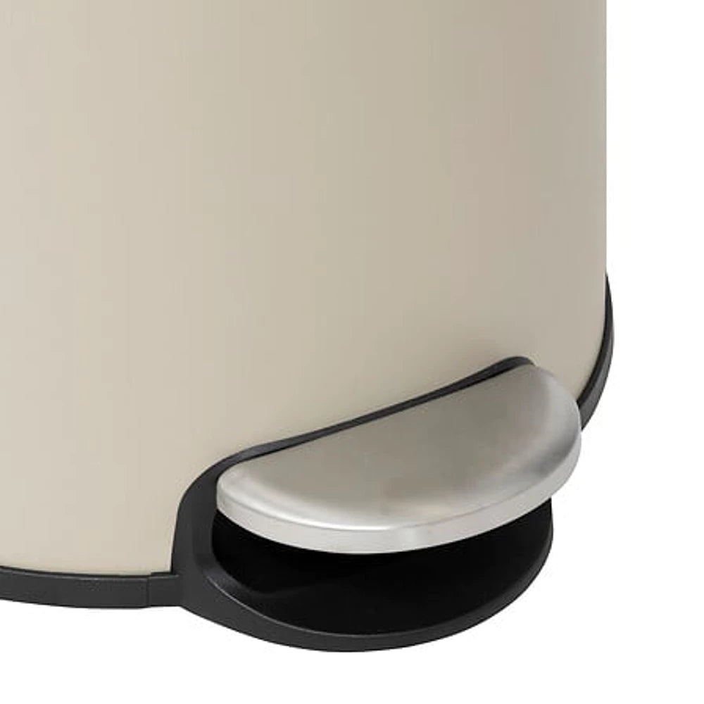 5Five Prullenbak met Bamboe Deksel - Beige - 30L - Pedaalemmer - Rond - Metaal