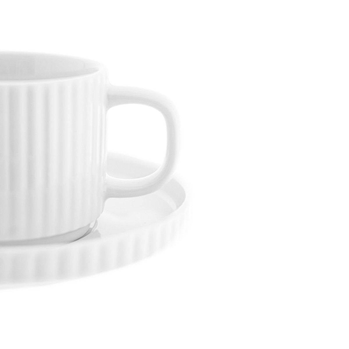 Almina Borneo - Koffieset - 12 - delig - Wit - 220ml - Porselein - Koffiekopjes - TEKZEN