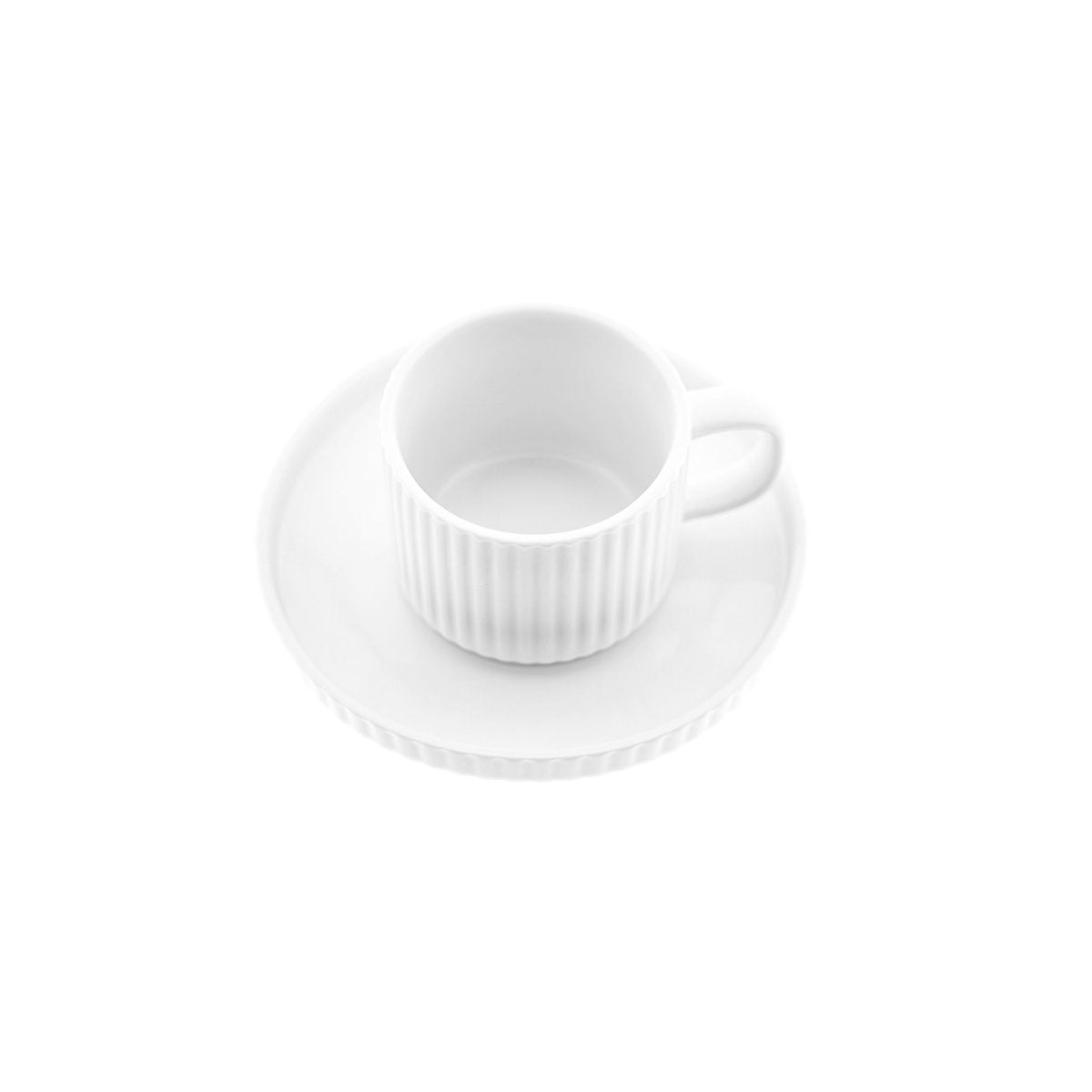 Almina Borneo - Koffieset - 12 - delig - Wit - 220ml - Porselein - Koffiekopjes - TEKZEN