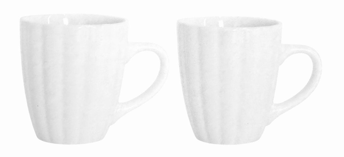 Almina Daisy - Koffiekopjes - Set van 2 - Wit - 330ml - Porselein - Koffiekopjes - TEKZEN