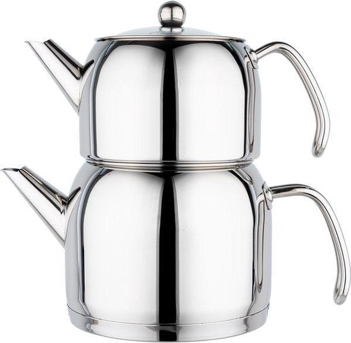 Almina Demora - Theepot Set - 1L + 2L - Edelstaal 18/10 - Inductie - Turkse Theepot - TEKZEN