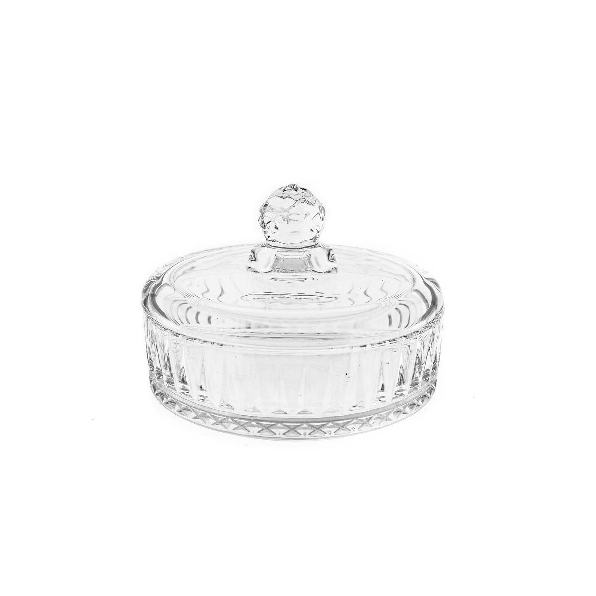 Almina Elisa - Bonbonnière - 3 - Laagse Glazen Voorraadpot - Glazen Snoeppot met Deksel - 16,2 x 13cm - TEKZEN