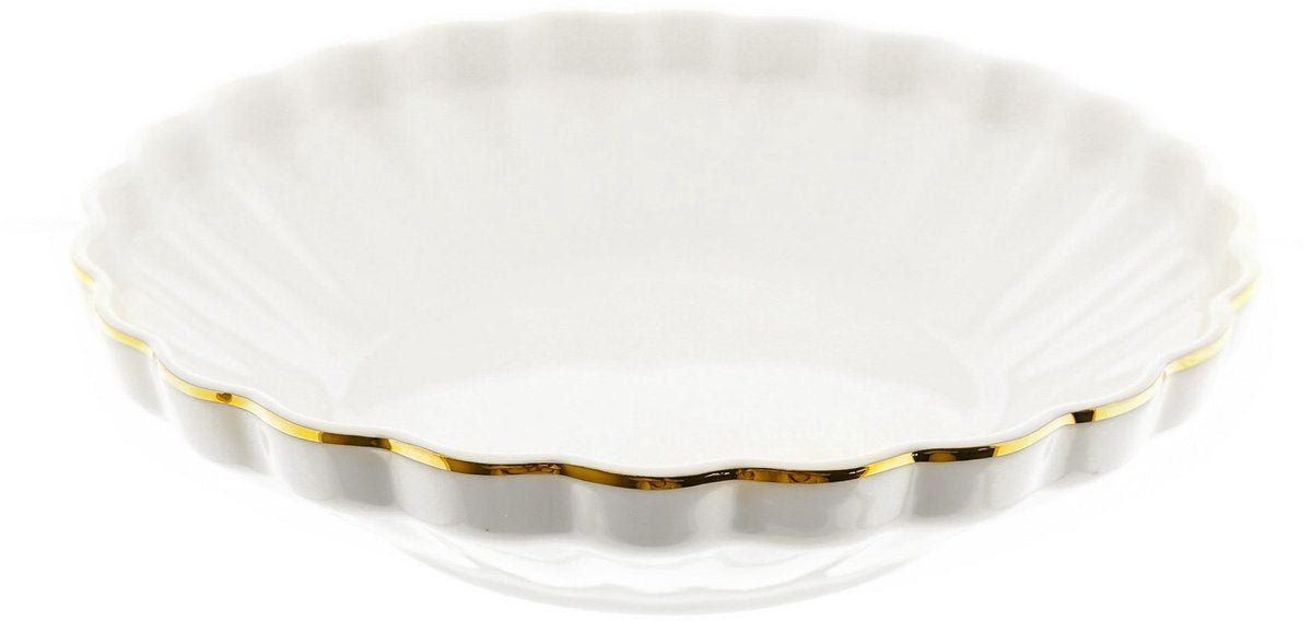 Almina Flores - Porseleinen Serviesset - 27 - delig - Wit/Goud - 6 - Persoons - Dinerset - TEKZEN