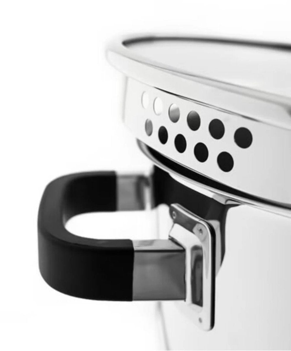 Almina Kookpan met Glazen Deksel - 28cm - 9.8L - Edelstaal - Zilver - Siliconen Handvat - TEKZEN