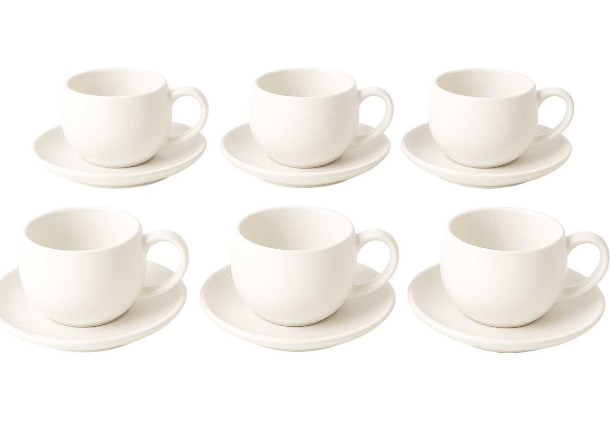 Almina Lissa Bonna - Espressoset - 12 - delig - Wit - 120ml - Porselein - Koffiekopjes - TEKZEN