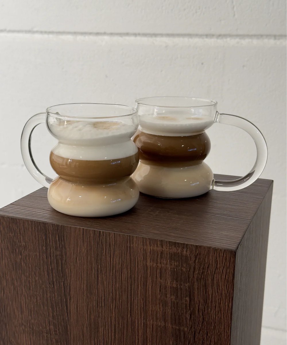 Almina Viento - Wavy Glas met Oortje - Set van 2 - 450ml - Drinkglazen - Sapglazen - TEKZEN