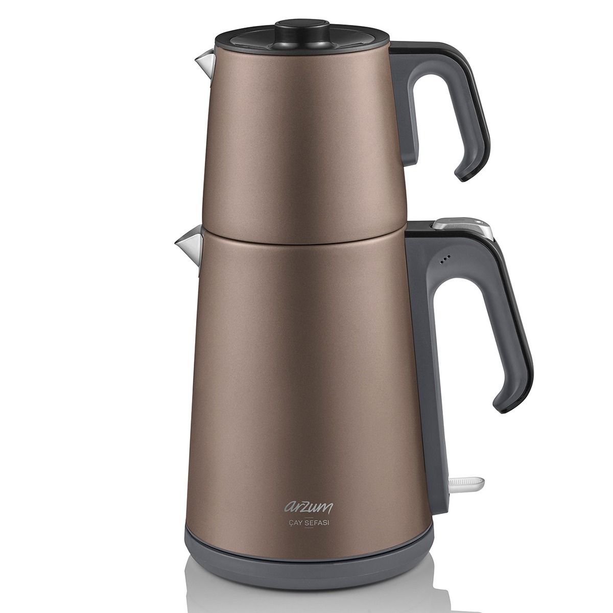 Arzum Cay Sefasi AR3080 Earth - Elektrische Theepot - Inox - 1.8L + 1.2L - Led - indicator - 360° Basis - 1650W - TEKZEN