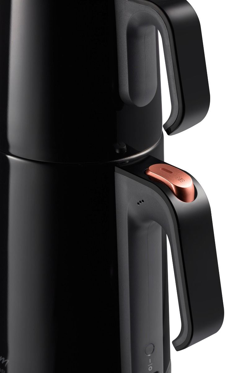Arzum Cay Sefasi AR3080 Zwart - Elektrische Theepot - Inox - 1.8L + 1.2L - Led - indicator - 360° Basis - 1650W - TEKZEN