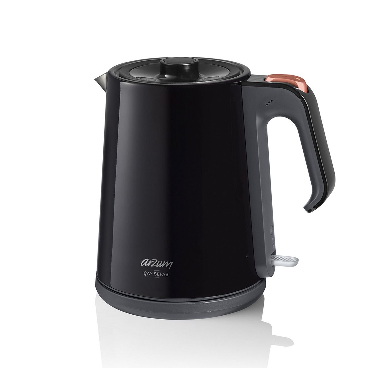 Arzum Cay Sefasi AR3080 Zwart - Elektrische Theepot - Inox - 1.8L + 1.2L - Led - indicator - 360° Basis - 1650W - TEKZEN