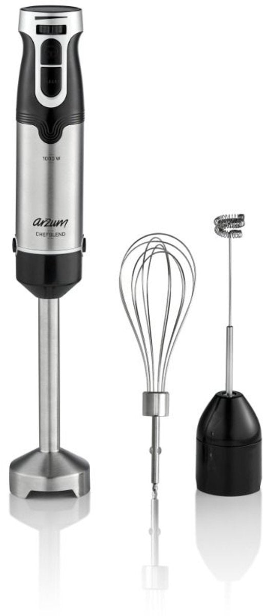 Arzum Chefblend Staafmixer Set AR1160 | Zwart/Inox - 1000W - Traploze Snelheidsinstelling - TEKZEN