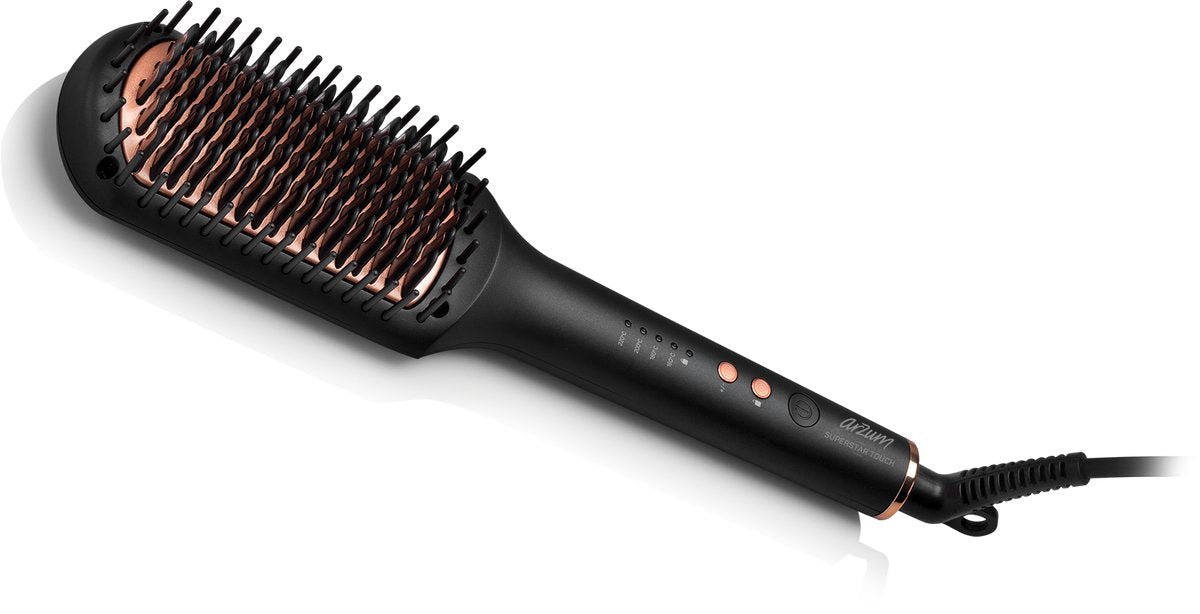 Arzum Superstar Touch Stijlborstel AR5068 - 0100 | Zwart/Koper - Keramische coating - Toermalijn - ionentechnologie - 160 - 220°C - 60W - TEKZEN
