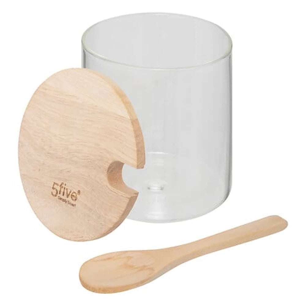 5Five Zuckerdose inkl. Löffel – Glas/Bambus – 400 ml
