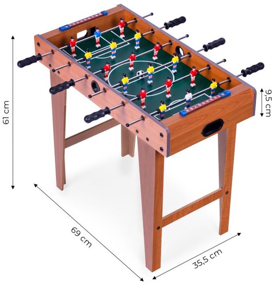 ECOTOYS Mini Tafelvoetbaltafel - 69x35 cm - Hout - Tafelvoetbalspel voor Kinderen – foto 2