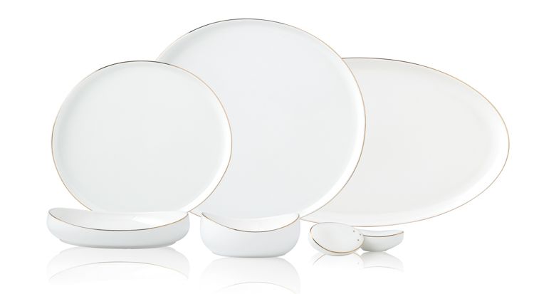 Bricard Rodez – Porseleinen Serviesset/Dinerset - 6-Persoons – 27-Delig – Wit/Goud