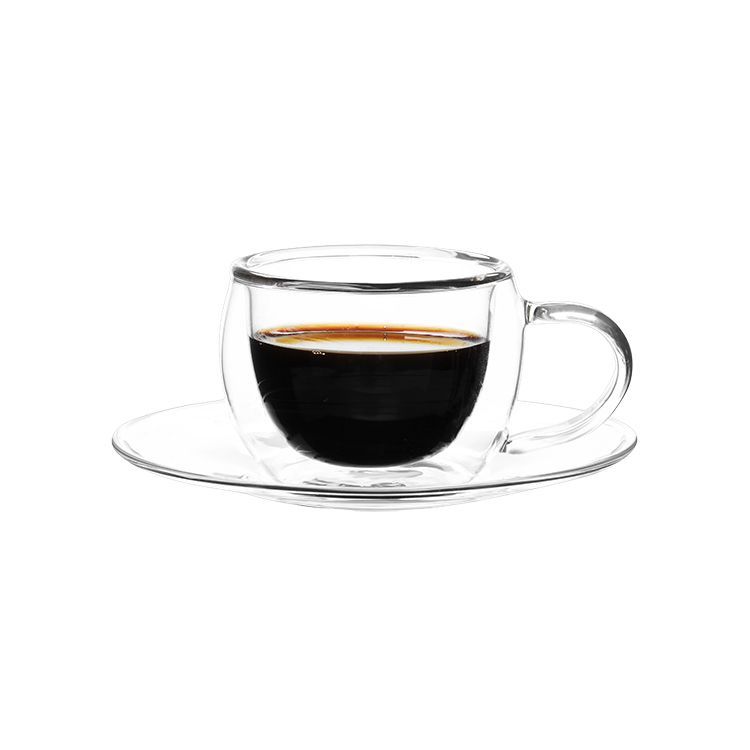 Bricard Dubbelwandige Glazen met Schotel, 140ml, Set van 2, Koffieglas, Turkse Koffieglazen en onderzetters – aanvullende productfoto 1