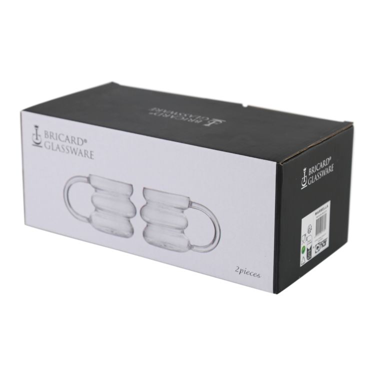 Bricard Marbella Glazen met Oor - Set van 2 - 290ml - Curvy Drinkglas - Wavy - TEKZEN