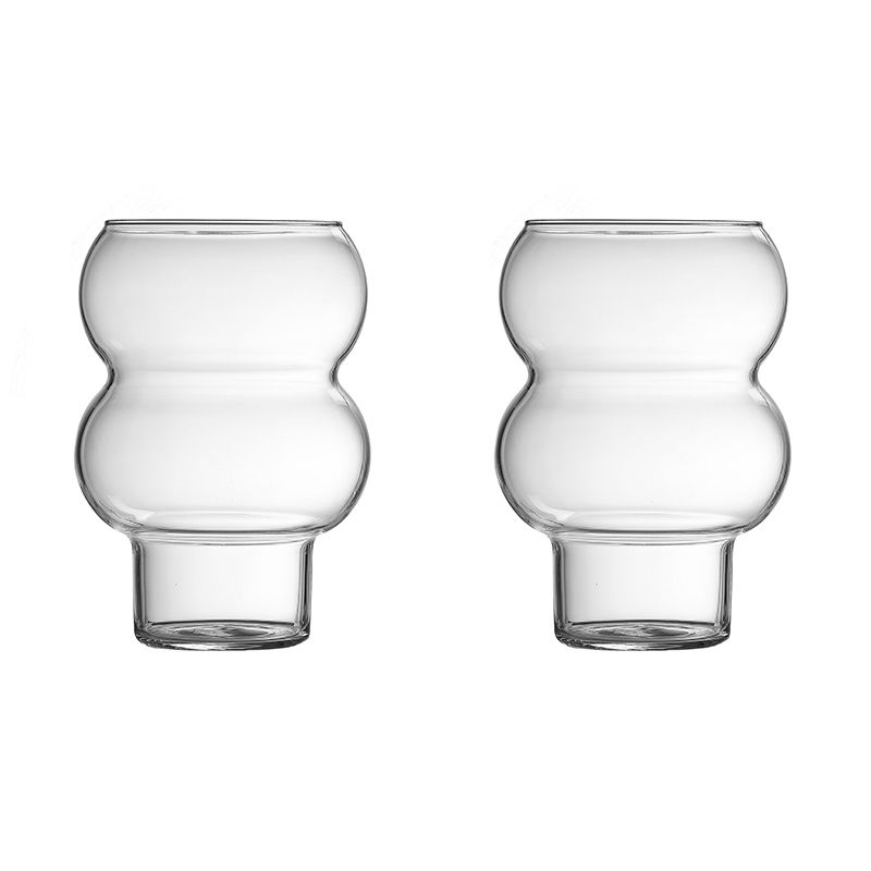 Bricard Marbella Glazen met Voet - Set van 2 - 380ml - Curvy Drinkglas - Wavy - TEKZEN