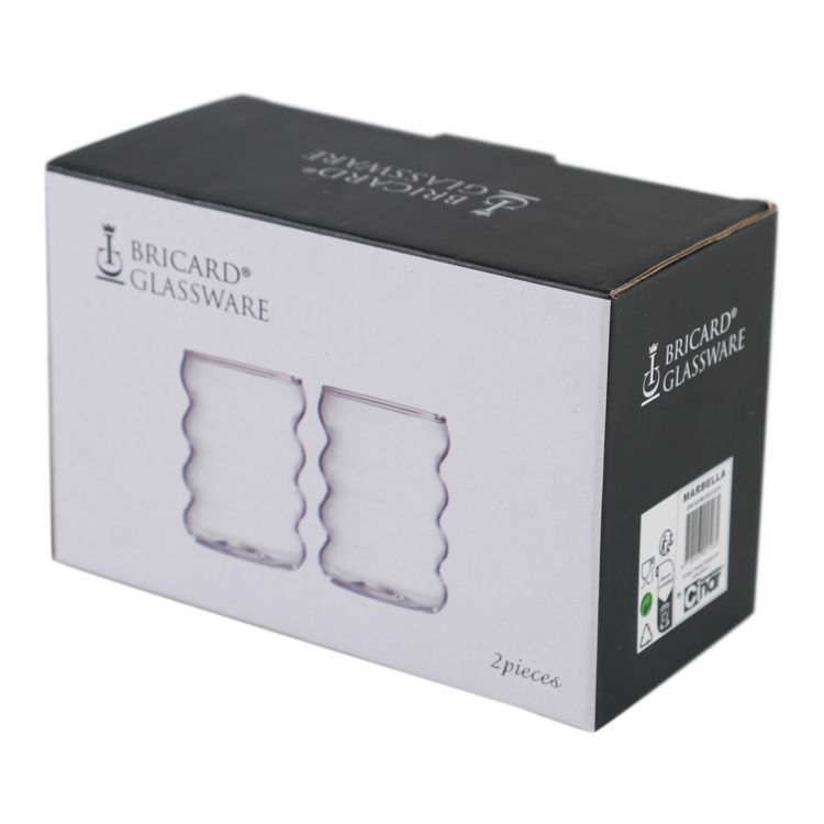 Bricard Marbella Glazen - Set van 2 - 350ml - Curvy Drinkglas - Wavy - TEKZEN