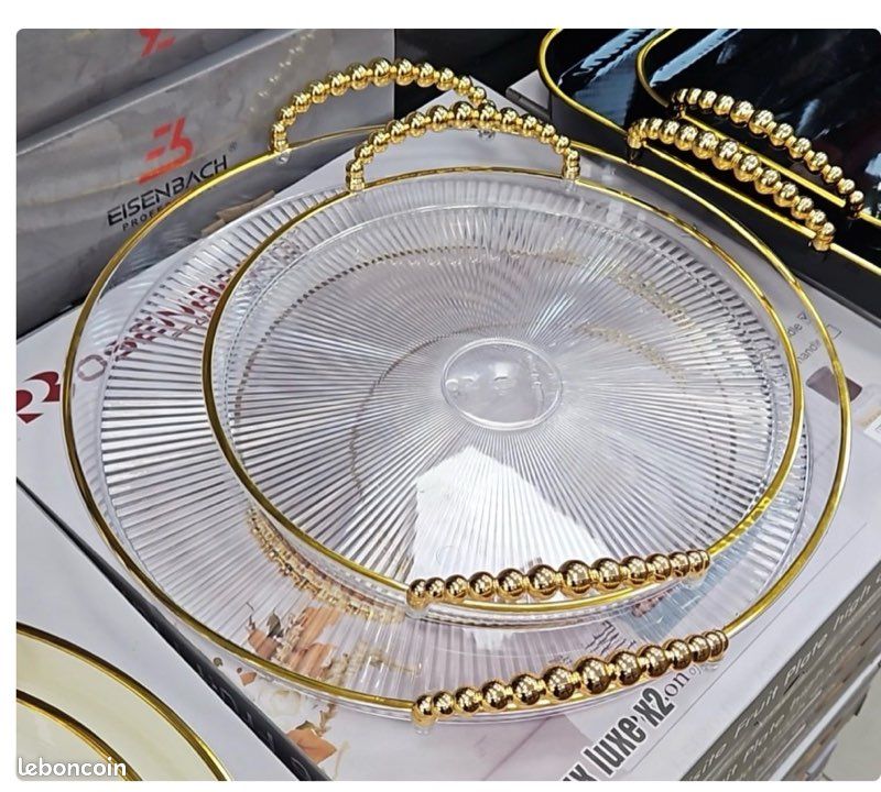 Hauskraft Dienbladen Set - 3-delig - Acryl - Transparant/Goud - Dienblad - Rond