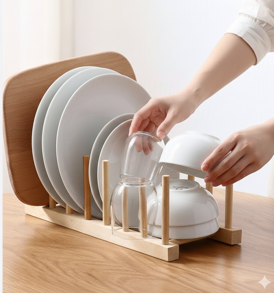 Cheffinger Afdruiprek - Bamboe - Bordenrek - Bordenhouder - TEKZEN