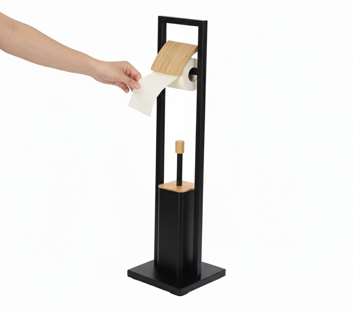 Cheffinger Badkamerset - 2 - in - 1 - WC - Borstel en Toiletrolhouder - Zwart - TEKZEN