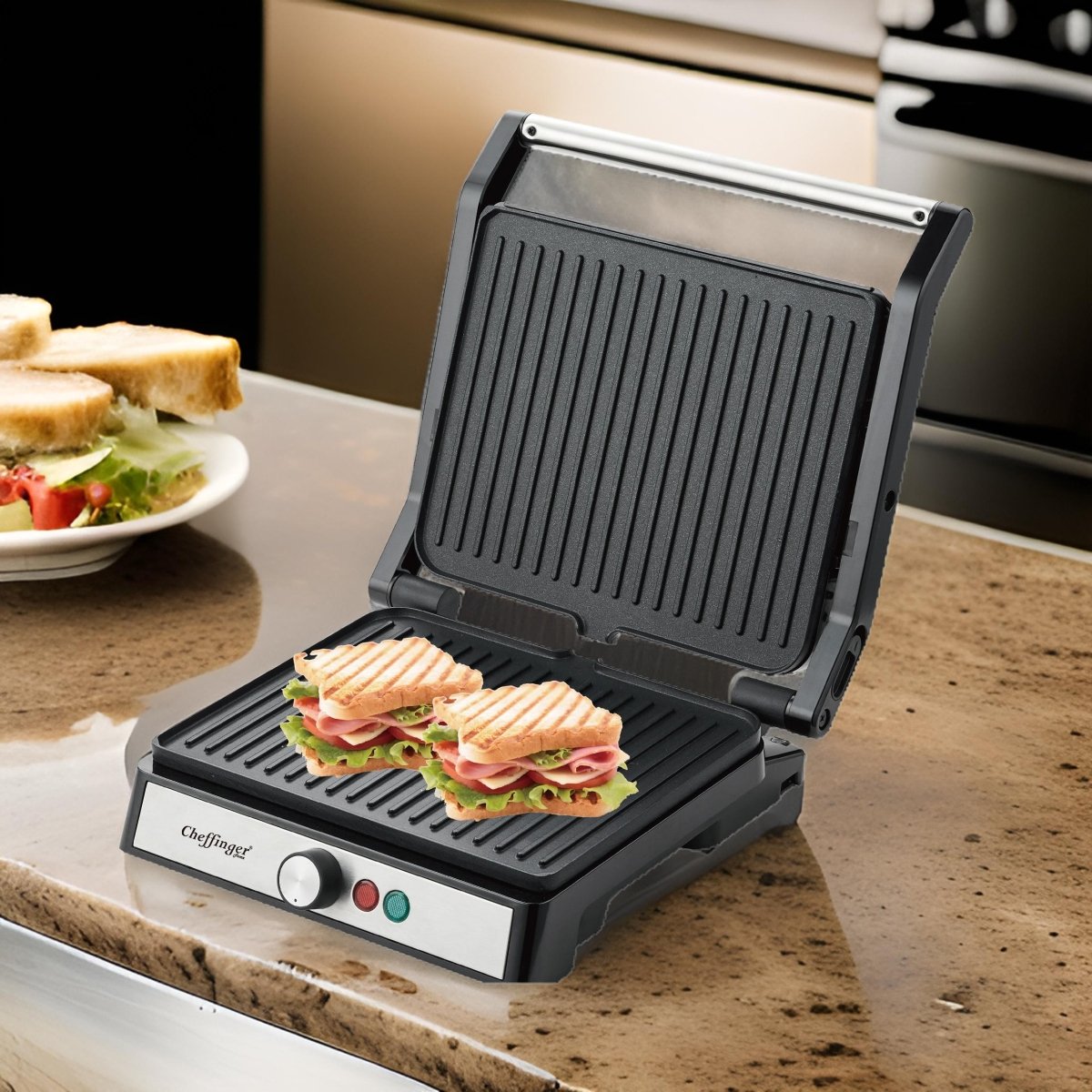 Cheffinger Contactgrill - Tosti Apparaat - Grill Apparaat - Panini Grill - 1800W - TEKZEN