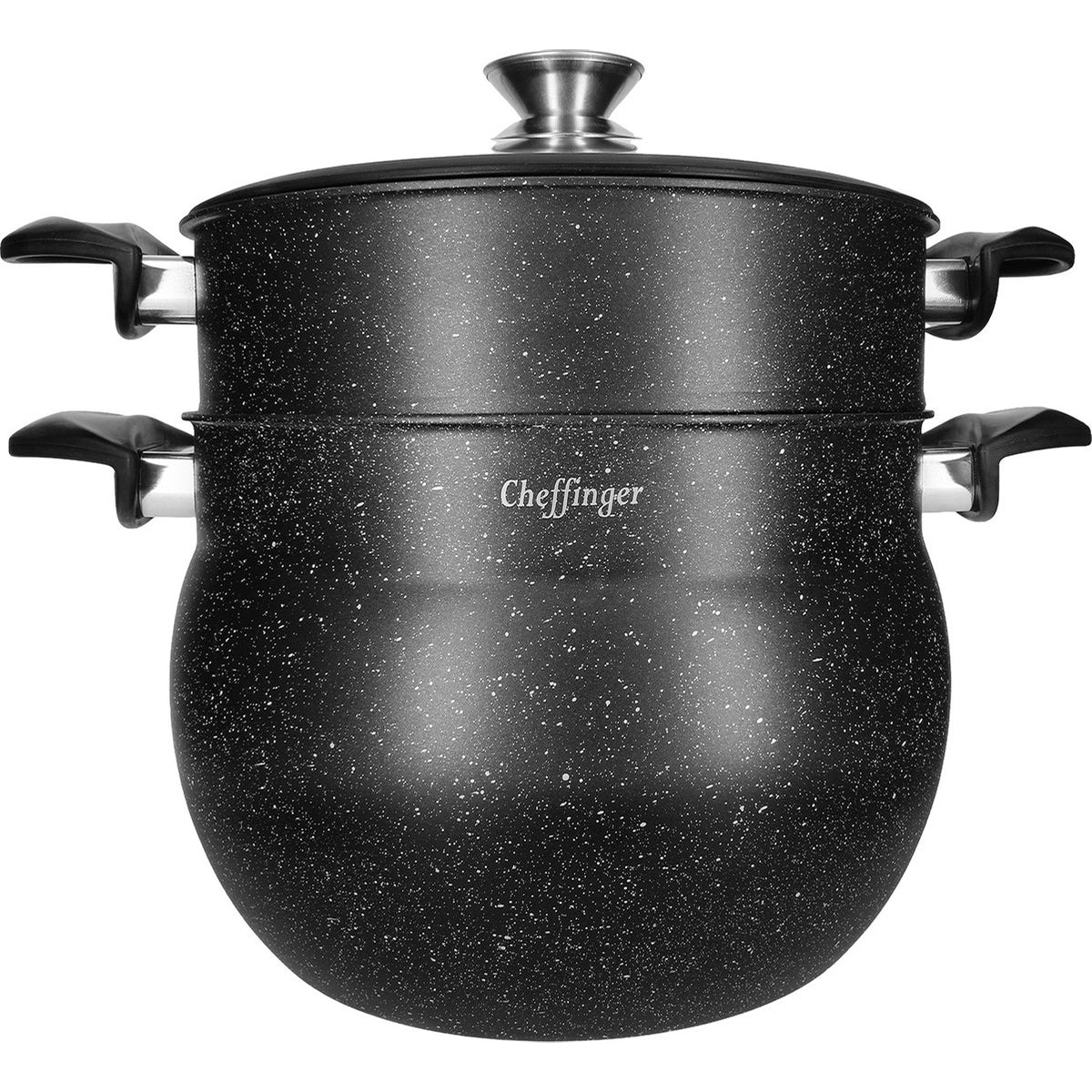 Cheffinger Couscouspan - Stoompan - Rijst en Groentestomer - Couscoussier - Met Glazen Deksel - Inductie - TEKZEN