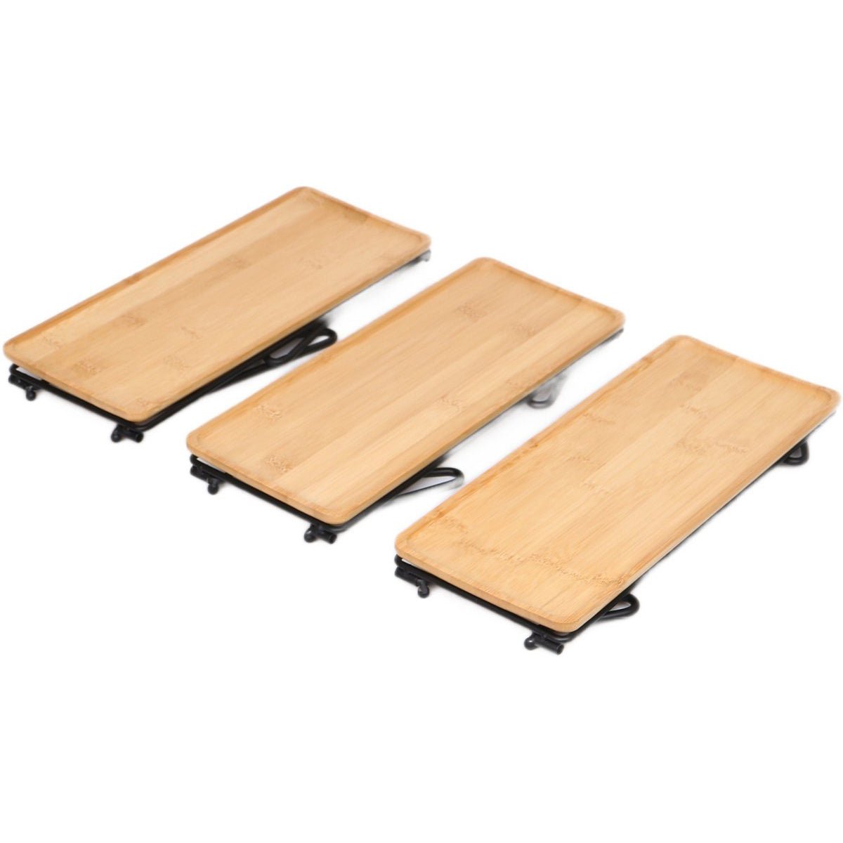 Cheffinger Dienbladen Set met Pootjes - 3 - delig - Bamboe - TEKZEN