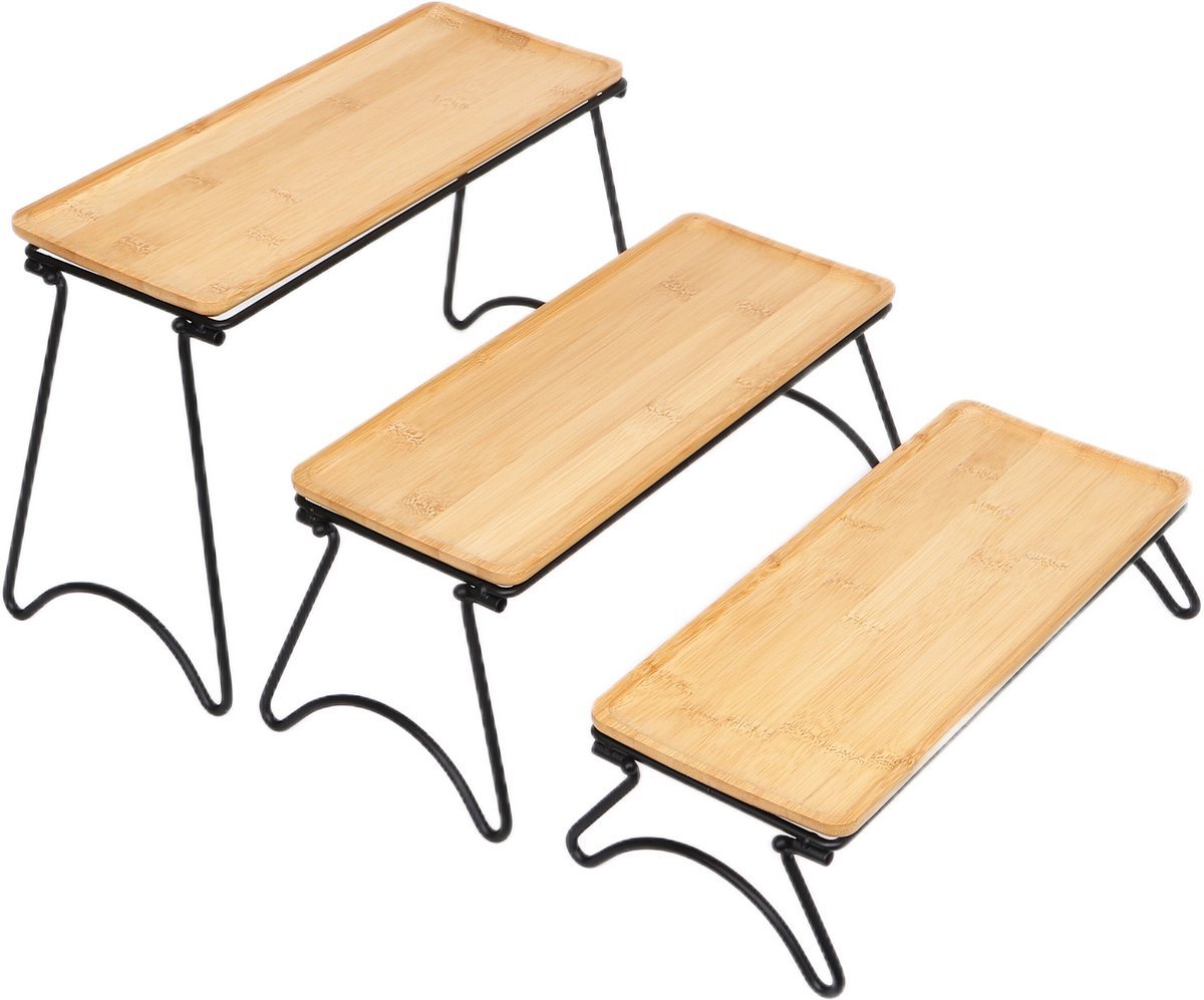 Cheffinger Dienbladen Set met Pootjes - 3 - delig - Bamboe - TEKZEN