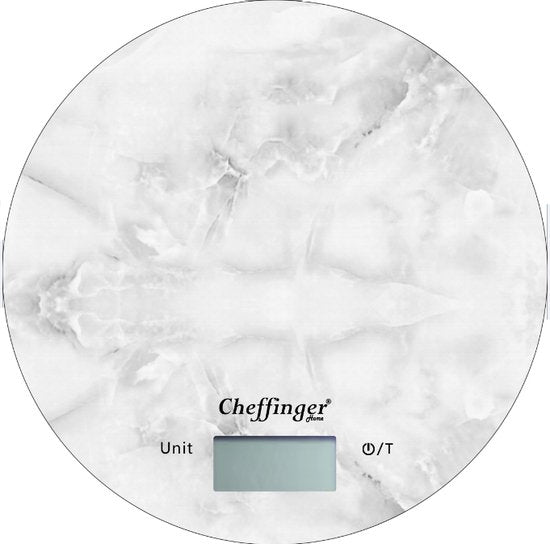 Cheffinger Digitale Precisie Keukenweegschaal – Weegschaal Keuken - 5kg – Tarra Functie - Marmer Look - TEKZEN