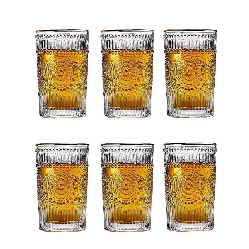 Cheffinger Drinkglazen - Set van 6 - 400ml - Retro Vintage - TEKZEN