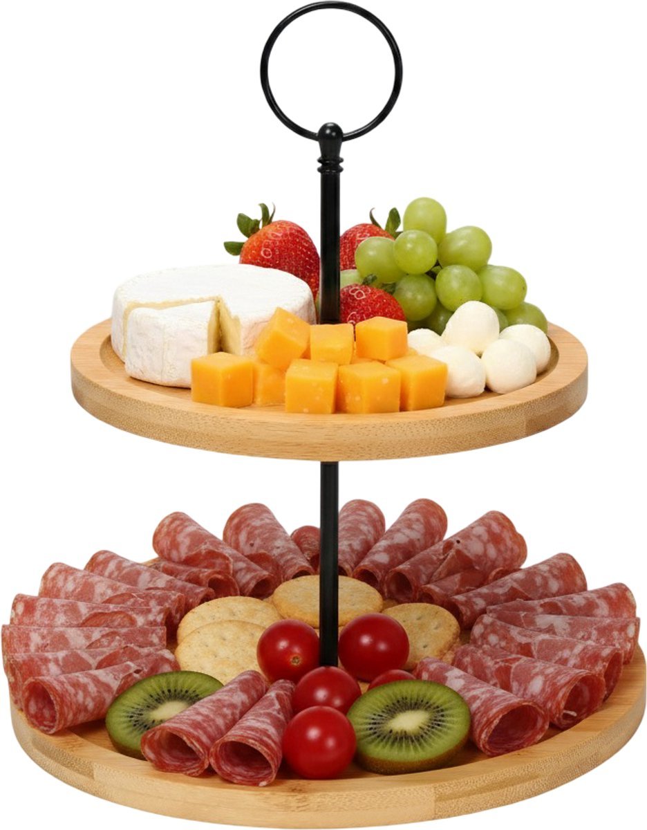 Cheffinger Etagère - 2 - laags - Bamboe - Fruit - Serveerschaal - High - Tea - TEKZEN